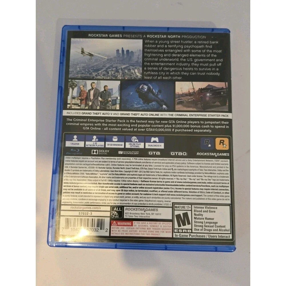 Grand Theft Auto V PS4 Game Instruction Manual